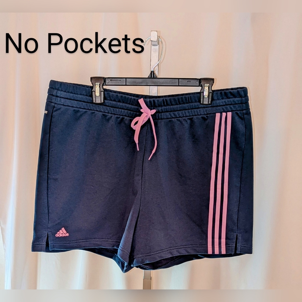 Adidas x Zoe Saldana Size 2X Blue w Pink Stripes French Terry Shorts NWT - Picture 3 of 12